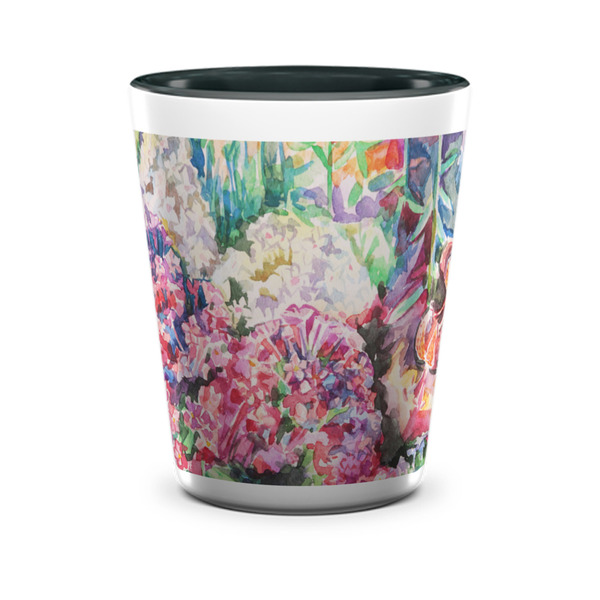 Custom Watercolor Floral Ceramic Shot Glass - 1.5 oz - Two Tone - Single