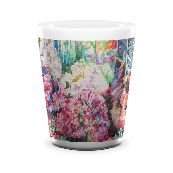 Custom Watercolor Floral Ceramic Shot Glass - 1.5 oz - White - Set of 4