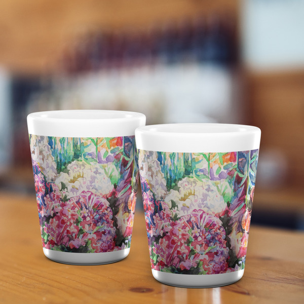 Watercolor Floral Shot Glass - White - LIFESTYLE