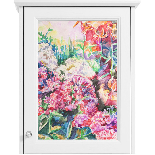 Watercolor Floral Single White Cabinet Decal