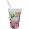 Watercolor Floral Sippy Cup with Straw