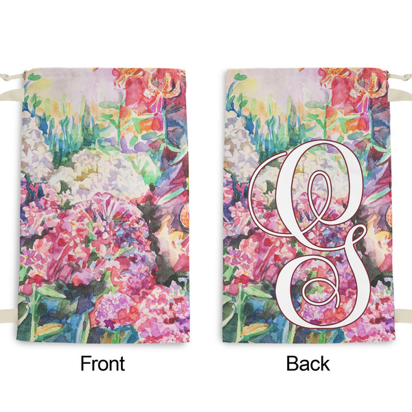Watercolor Floral Small Laundry Bag - Front & Back View