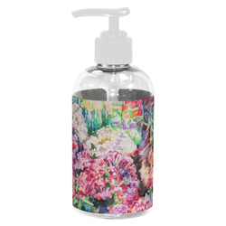 Watercolor Floral Plastic Soap / Lotion Dispenser (8 oz - Small - White)