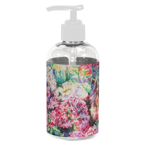 Custom Watercolor Floral Plastic Soap / Lotion Dispenser (8 oz - Small - White)