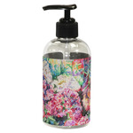 Watercolor Floral Plastic Soap / Lotion Dispenser (8 oz - Small - Black)