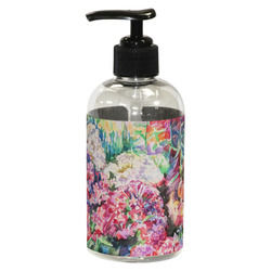 Watercolor Floral Plastic Soap / Lotion Dispenser (8 oz - Small - Black)