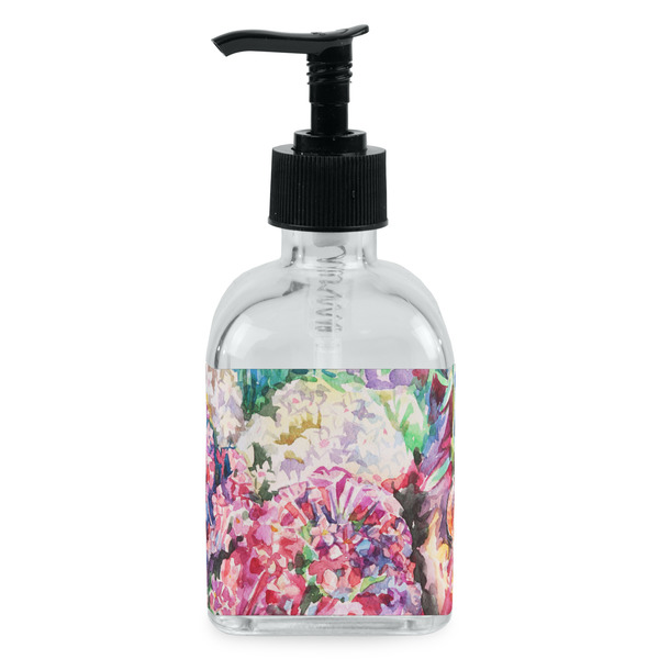 Custom Watercolor Floral Glass Soap & Lotion Bottle - Single Bottle