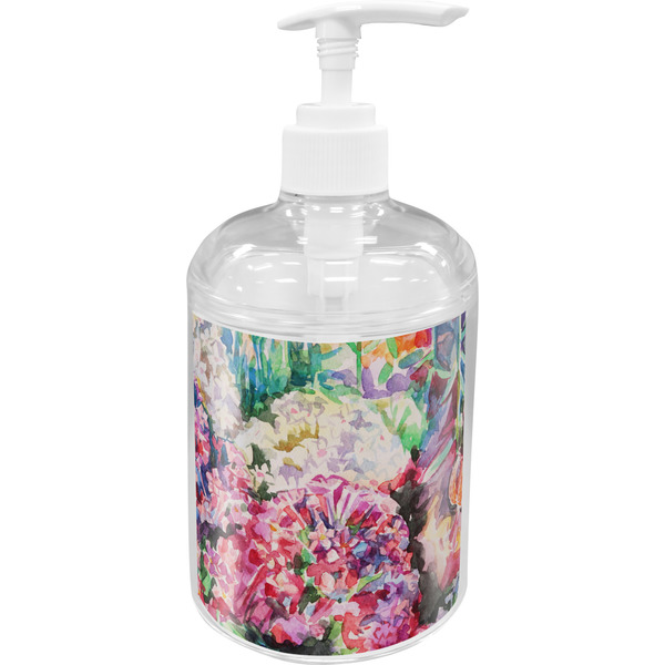 Custom Watercolor Floral Acrylic Soap & Lotion Bottle