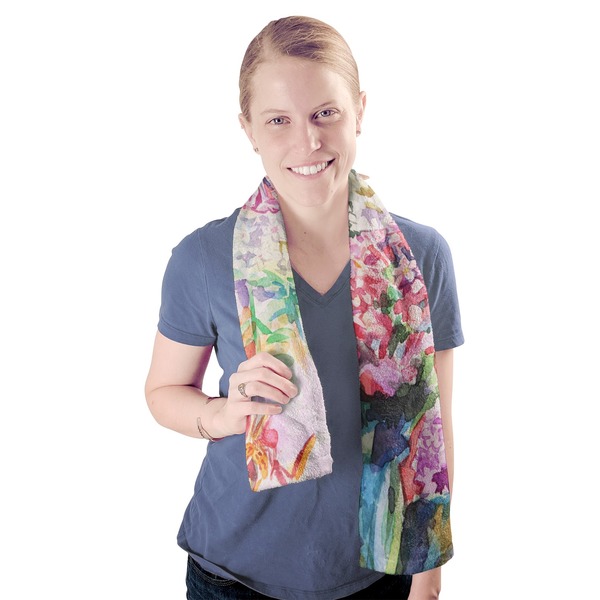 Watercolor Floral Sport Towel - Exercise use - Model