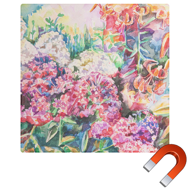 Custom Watercolor Floral Square Car Magnet - 10"