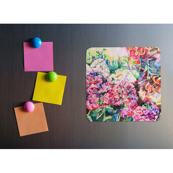 Watercolor Floral Square Fridge Magnet - LIFESTYLE