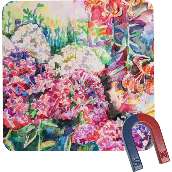 Custom Watercolor Floral Square Fridge Magnet