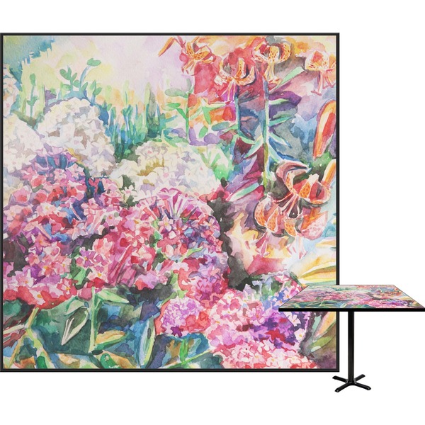 Custom Watercolor Floral Square Table Top - 30"