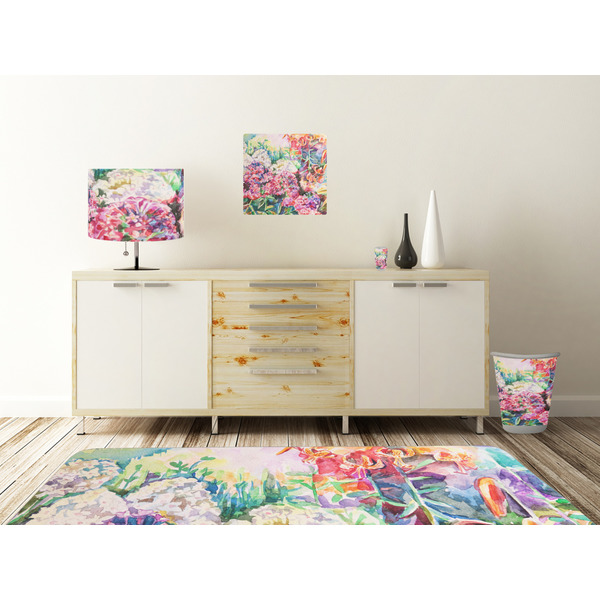 Watercolor Floral Square Wall Decal Wooden Desk