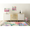 Watercolor Floral Square Wall Decal Wooden Desk