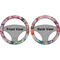 Watercolor Floral Steering Wheel Cover- Front and Back