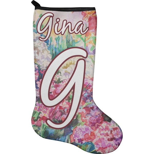 Custom Watercolor Floral Holiday Stocking - Single-Sided - Neoprene