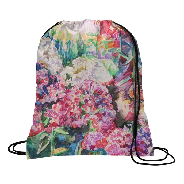 Custom Watercolor Floral Drawstring Backpack - Large