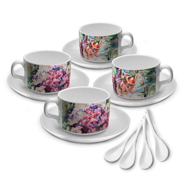 Custom Watercolor Floral Tea Cup - Set of 4