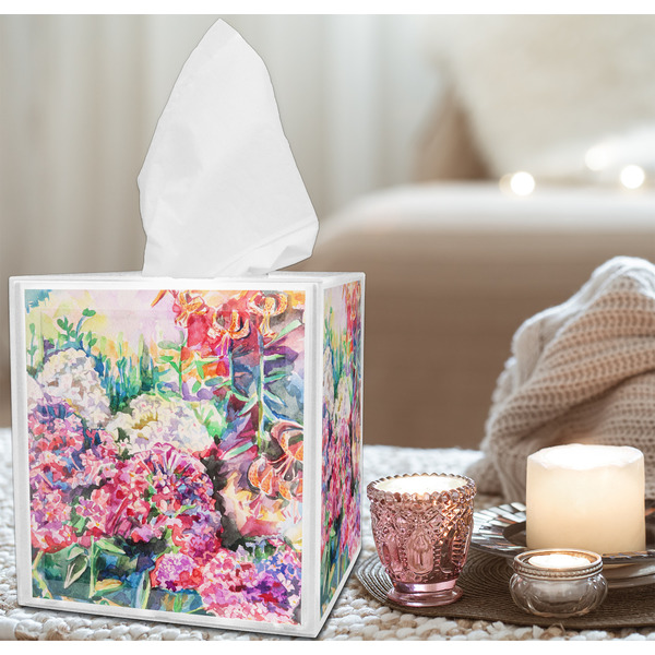 Watercolor Floral Tissue Box - LIFESTYLE