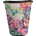 Watercolor Floral Waste Basket - Double Sided (Black)