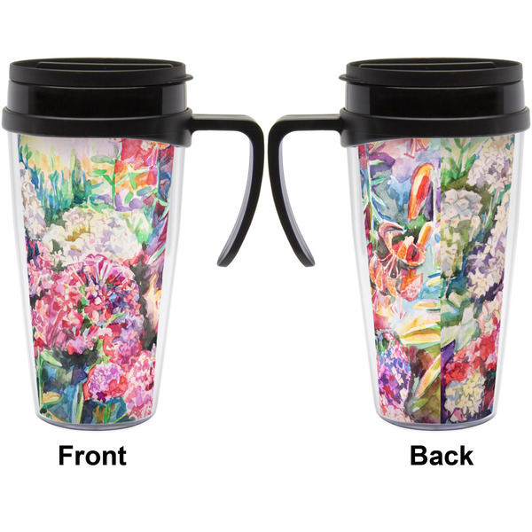 Watercolor Floral Travel Mug with Black Handle - Approval