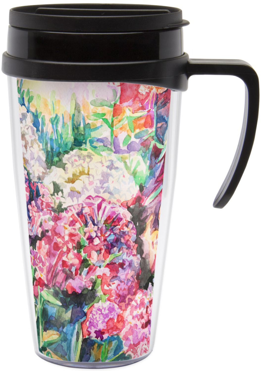 Watercolor Floral Acrylic Travel Mug with Handle YouCustomizeIt