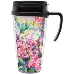 Watercolor Floral Acrylic Travel Mug with Handle
