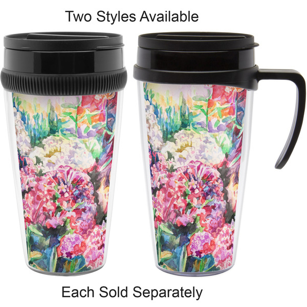 Watercolor Floral Travel Mugs - with & without Handle