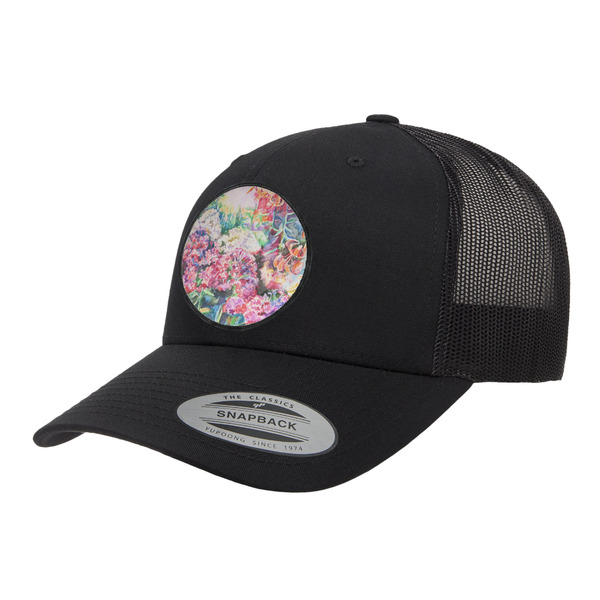 Custom Watercolor Floral Trucker Hat - Black