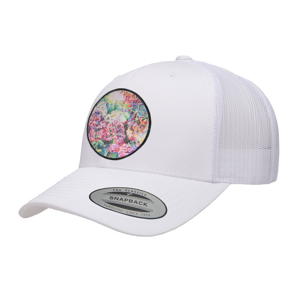 Custom Watercolor Floral Trucker Hat - White