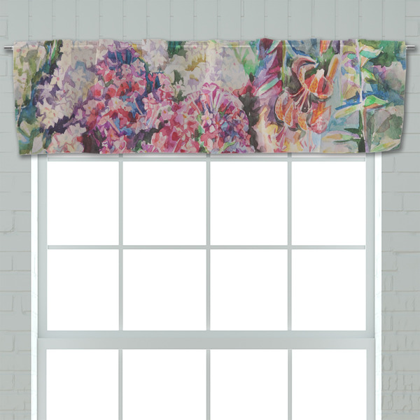 Watercolor Floral Valance - Closeup on window