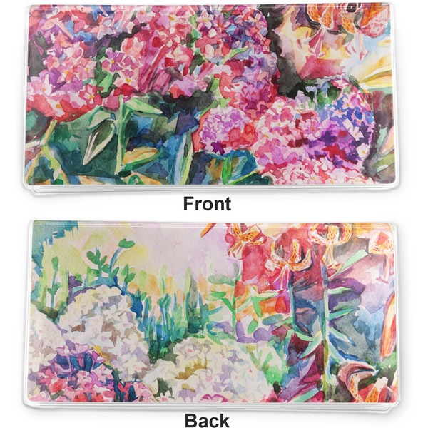 Watercolor Floral Vinyl Check Book Cover - Front and Back