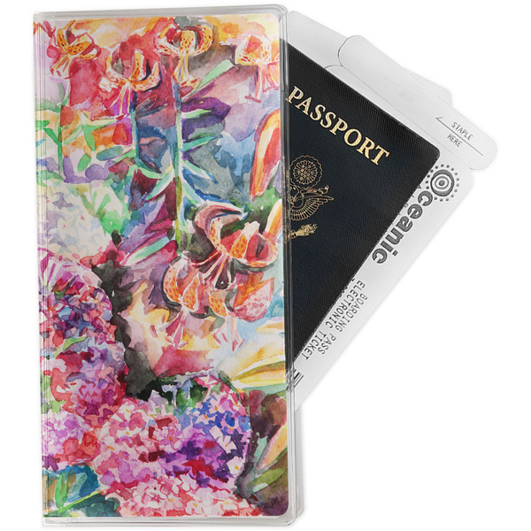Custom Watercolor Floral Travel Document Holder
