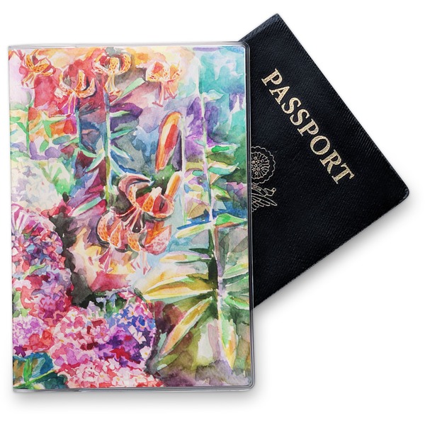 Custom Watercolor Floral Vinyl Passport Holder