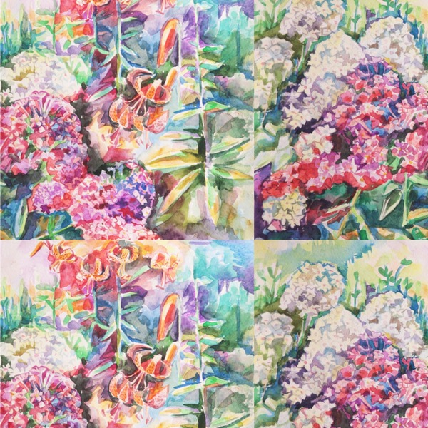 Custom Watercolor Floral Wallpaper & Surface Covering (Peel & Stick 24"x 24" Sample)