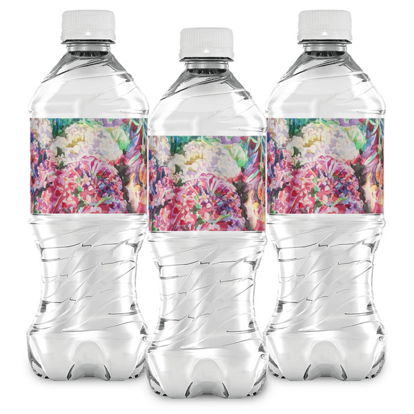 Watercolor Floral Water Bottle Labels - Front View