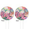 Watercolor Floral White Plastic 4" Food Pick - Round - Double Sided - Front & Back