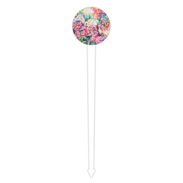 Watercolor Floral White Plastic 4" Food Pick - Round - Single Pick
