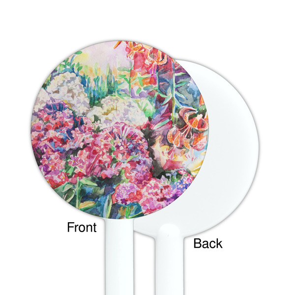 Watercolor Floral White Plastic 5.5" Stir Stick - Single Sided - Round - Front & Back