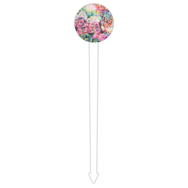 Watercolor Floral White Plastic 6" Food Pick - Round - Single Pick