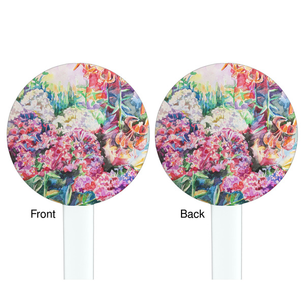 Watercolor Floral White Plastic 7" Stir Stick - Double Sided - Round - Front & Back