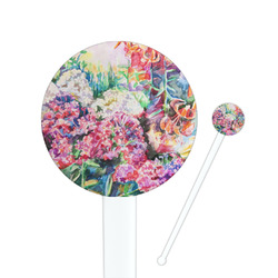 Watercolor Floral 7" Round Plastic Stir Sticks - White - Double Sided