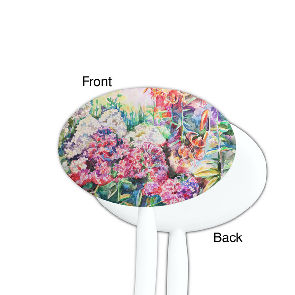 Watercolor Floral White Plastic 7" Stir Stick - Single Sided - Oval - Front & Back