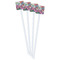 Watercolor Floral White Plastic Stir Stick - Single Sided - Square - Front