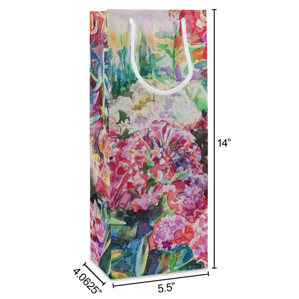 Watercolor Floral Wine Gift Bag - Dimensions