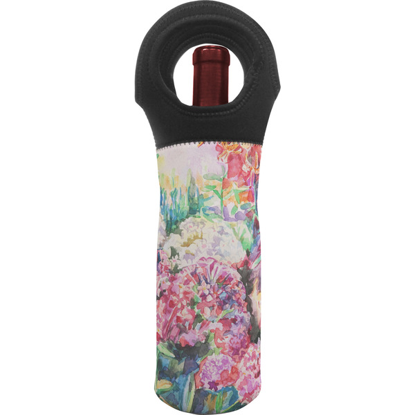 Custom Watercolor Floral Wine Tote Bag