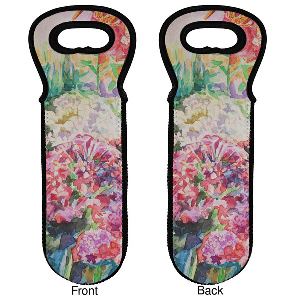 Watercolor Floral Wine Tote Front & Back