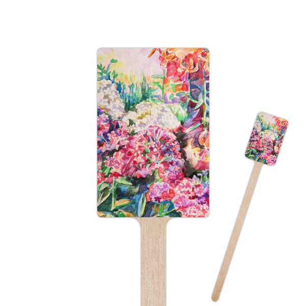 Custom Watercolor Floral 6.25" Rectangle Wooden Stir Sticks - Double Sided