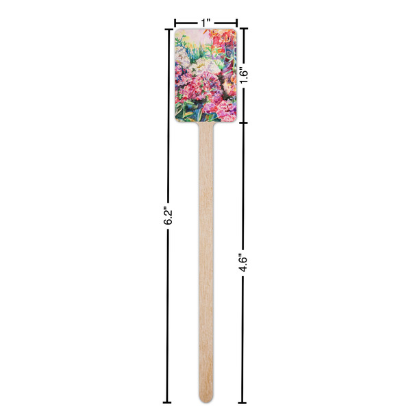 Watercolor Floral Wooden 6.25" Stir Stick - Rectangular - Dimensions